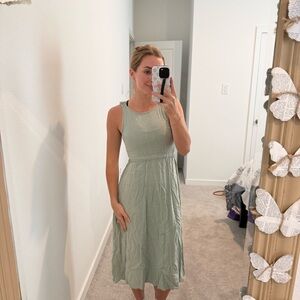 Altar'd State Sage Green Sleeveless Midi Dress